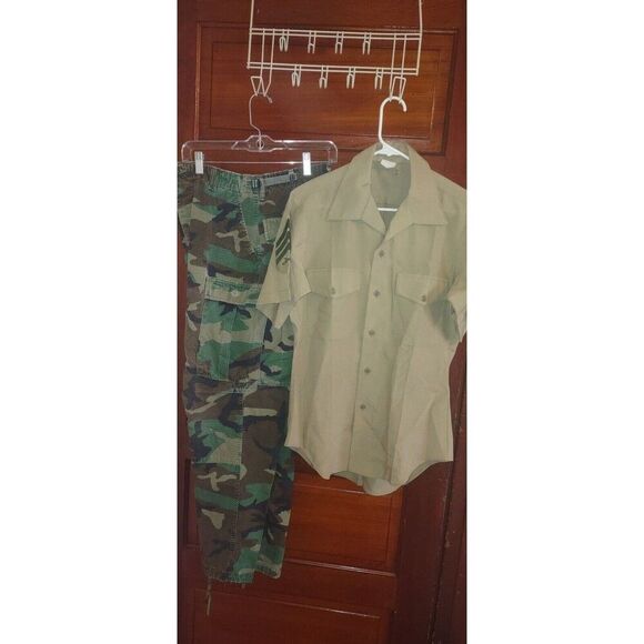 USMC Uniform SGT Rank Service Khaki Shirt SZ 15 & Camo Pants SZ Small Regular - Picture 3 of 14